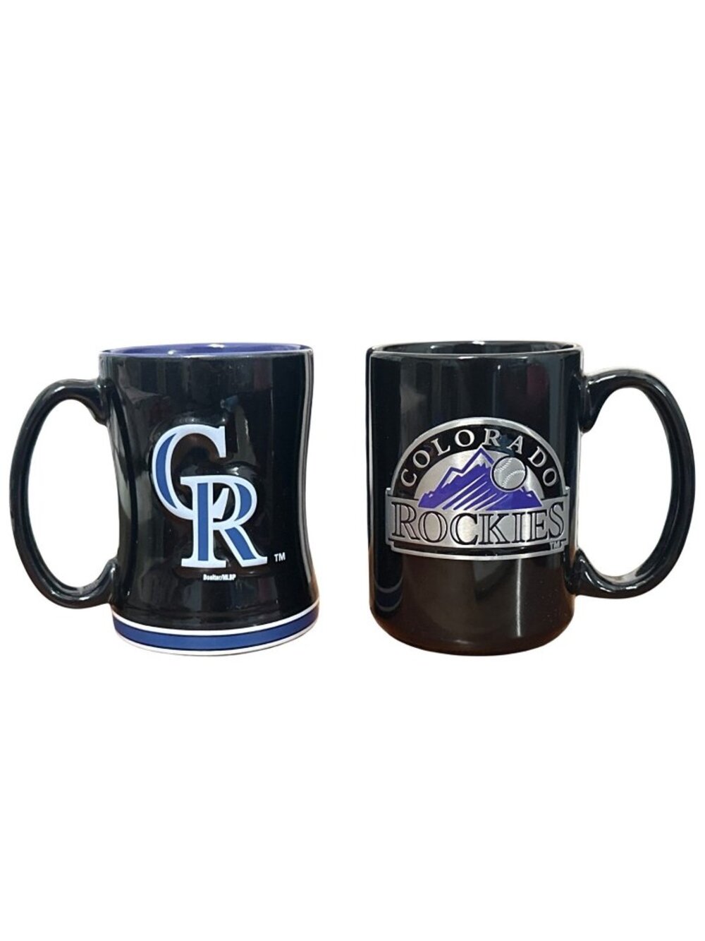 Colorado Rockies MLB Mug Set of 2 Black Ceramic 3D Logo Boelter Brands Cups
